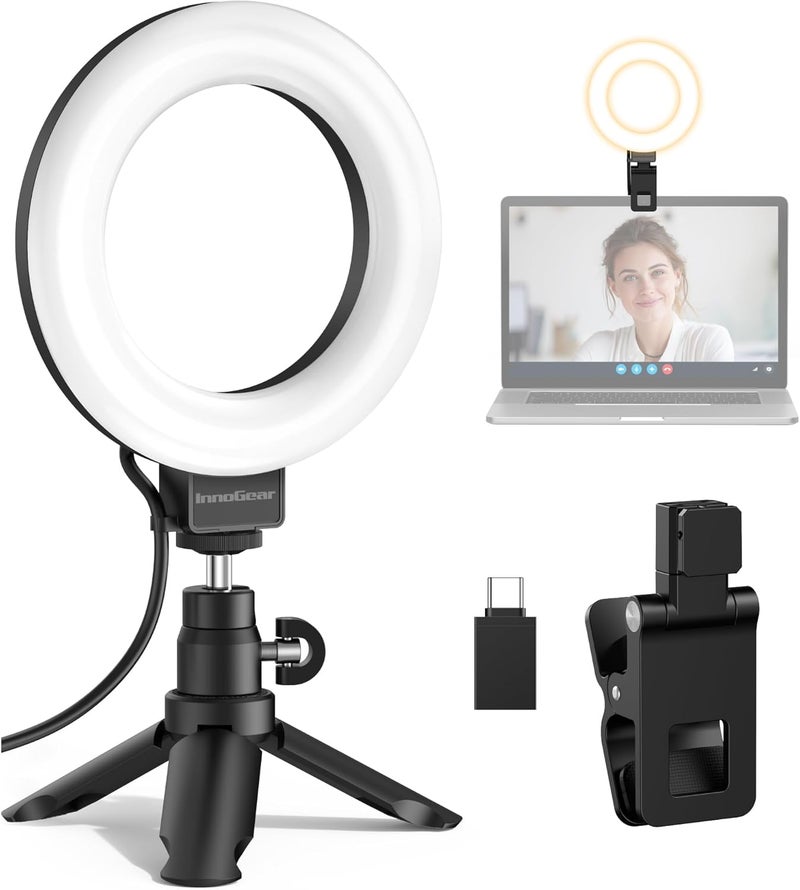 InnoGear Video Conference Light, 5" 60 LED On-Camera Video Lights for Monitor Desk LED Streaming Lighting with Desk Tripod Selfie Zoom Lighting for Computer Camera Webcam Laptop Podcast, Recording - Image 1